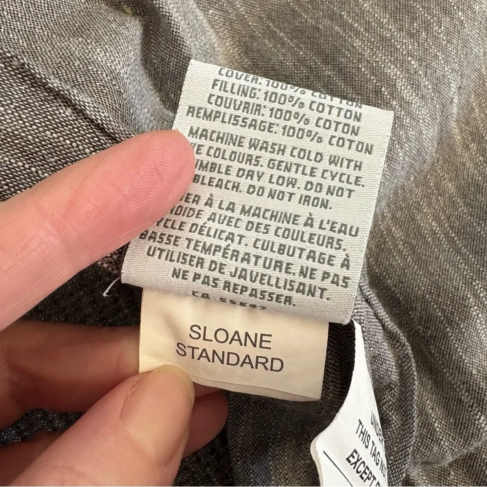 Restoration Hardware Sloane Gray Textured Quilted Cotton Shams Euro & Standard